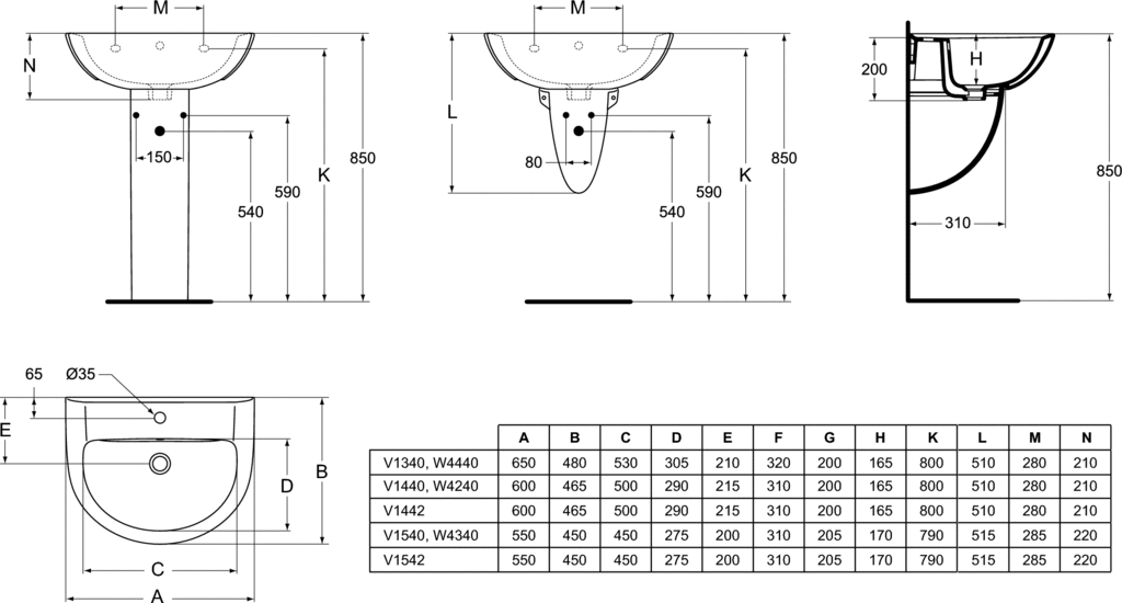 Lavoar suspendat A=46 x L=60 cm Ideal Standard gama Eurovit 60 [3]