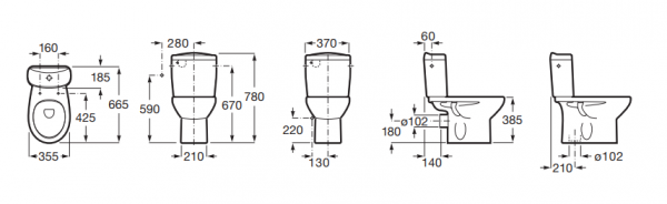 Vas WC din portelan, 370 x 665 x 780 mm., Roca Victoria [2]
