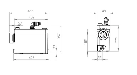 Macerator - sistem de tocare si pompare ape uzate SFA model SANIPACK 400W, 5m vertical / 50 m orizontal [4]