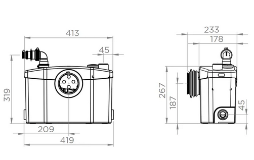 Macerator - sistem de tocare si pompare ape uzate SFA model SANIPRO XR Silence 400W, 5m vertical / 100 m orizontal [4]