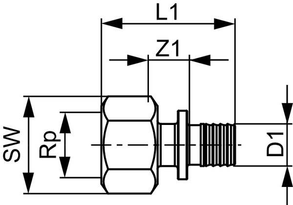 Racord TECEflex din bronz Ø 32 x 1" FI [2]