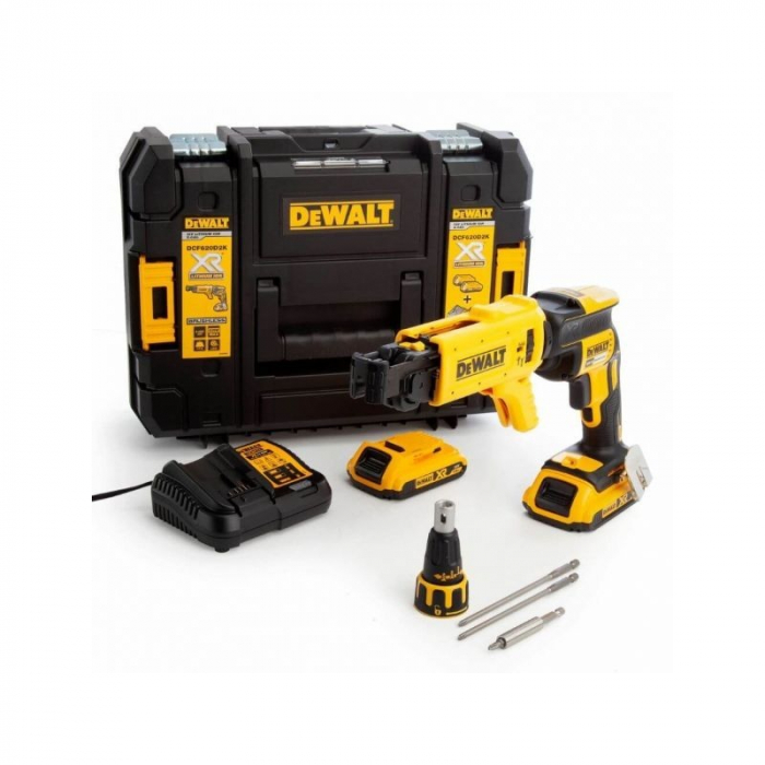 Masina de insurubat pentru gips-carton DeWalt DCF620D2K, Motor fara perii, Acumulatori Li-Ion XR 2.0Ah de 18V [1]