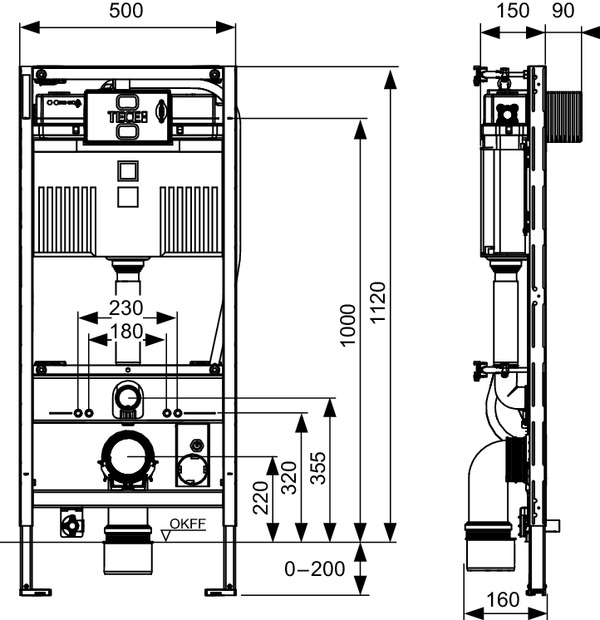 Modul WC TECEprofil cu rezervor Uni pentru WC cu functie de bideu TOTO Neorest, H 1120 mm [2]