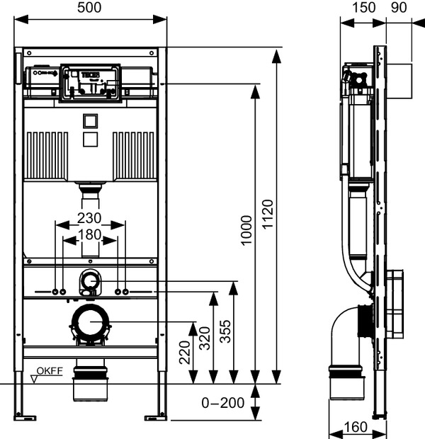 Modul de WC TECEprofil cu rezervor Uni pentru WC cu functie de bideu, H 1120 mm [2]