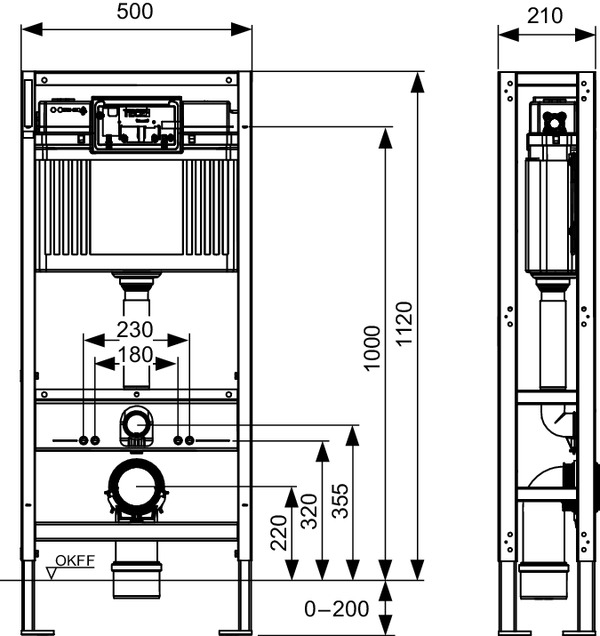 Modul WC TECEconstruct cu rezervor Uni, 4 picioare, H 1120 mm [2]