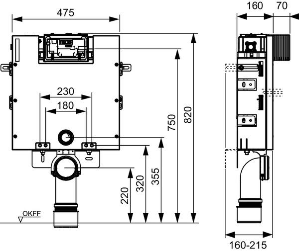 Modul WC TECEbox cu rezervor Uni, cu placa frontala, montaj in zidarie, H820 mm [2]