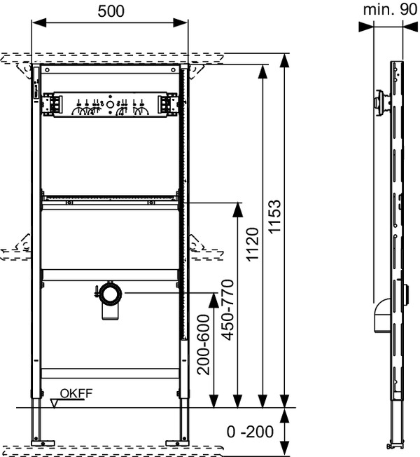 Modul urinal TECEprofil fara supapa de spalare, H 1120 mm [2]