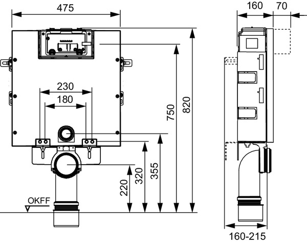 Modul WC TECEbox cu rezervor Uni, cu placa frontala, montaj in zidarie, H820 mm [2]