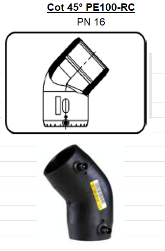 Cot 45 grade injectat electrofuziune PE100-RC, DN 40 mm, SDR 11-17, Agru [1]