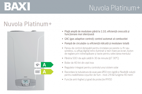 Centrala termica Baxi Nuvola Platinum+ 33 GA cu boiler incorporat de 40 litri - 33 kW 2