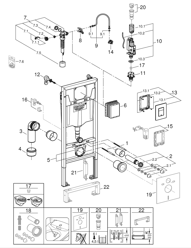 Pachet WC 4 in 1 Grohe Solido perfect, suspendat, cadru, capac, placuta, elemente montaj, alb [4]