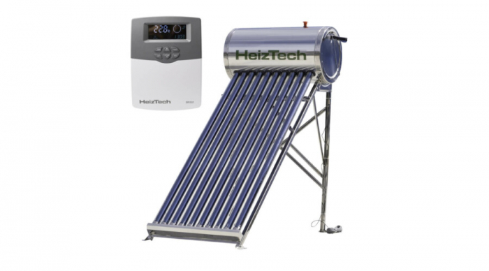 Panou solar nepresurizat automatizat boiler otel inoxidabil de 100 litri 10 tuburi vidate controler SR501 Heiztech [1]