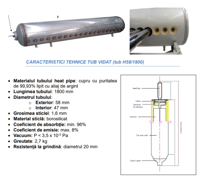 Panou solar presurizat 10 tuburi vidate, boiler inox 100 litri, Sontec  CPS-H58/1800 - 100/10 [3]