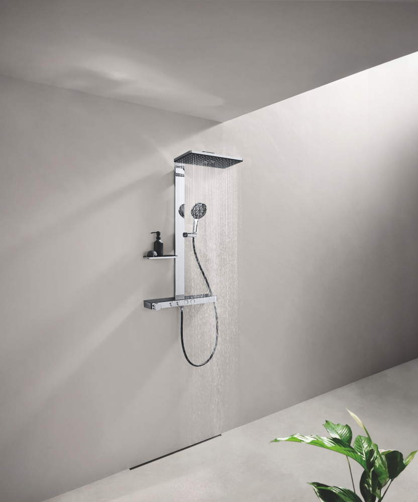 Para de dus Grohe SmartActive 130 3 jeturi, sistem anti-calcar, crom [10]