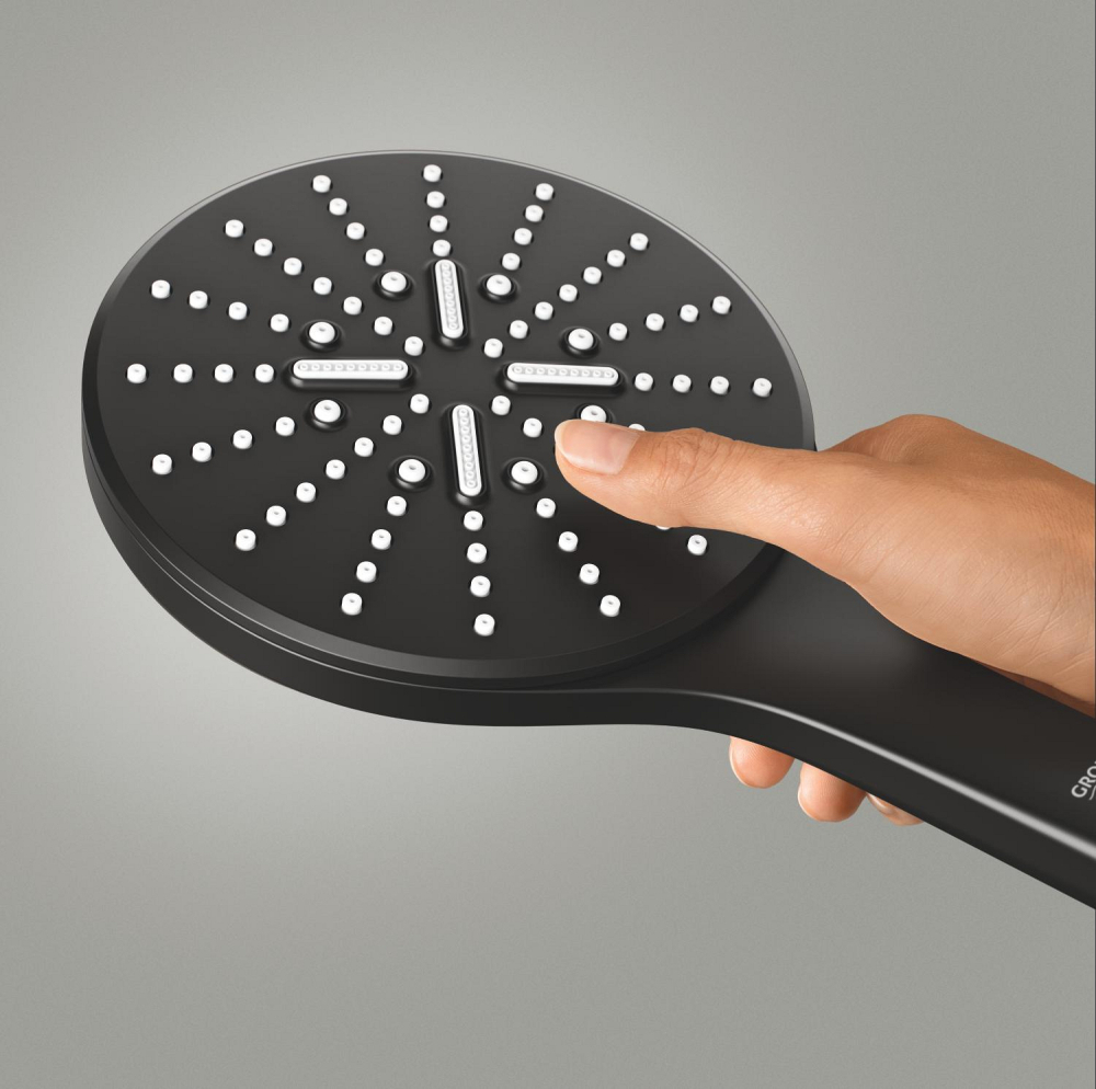 Para de dus Grohe SmartActive 150 III, rotunda, 3 jeturi, sistem anti-calcar, bnegru, negru [9]