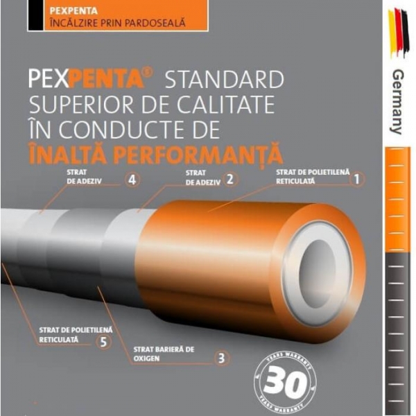 Teava Purmo PexPenta PE-Xc cu bariera de oxigen pentru incalzire/racire si conectarea radiatoarelor, 16x2 mm, colac 600 ml [4]