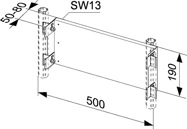 Placa din furnir cu montanti compatib TECEprofil, 500x190 mm [2]