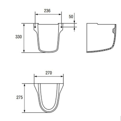 Piedestal suspendat, A=27.5 x H=33 x L=27 cm., Cersanit President [2]