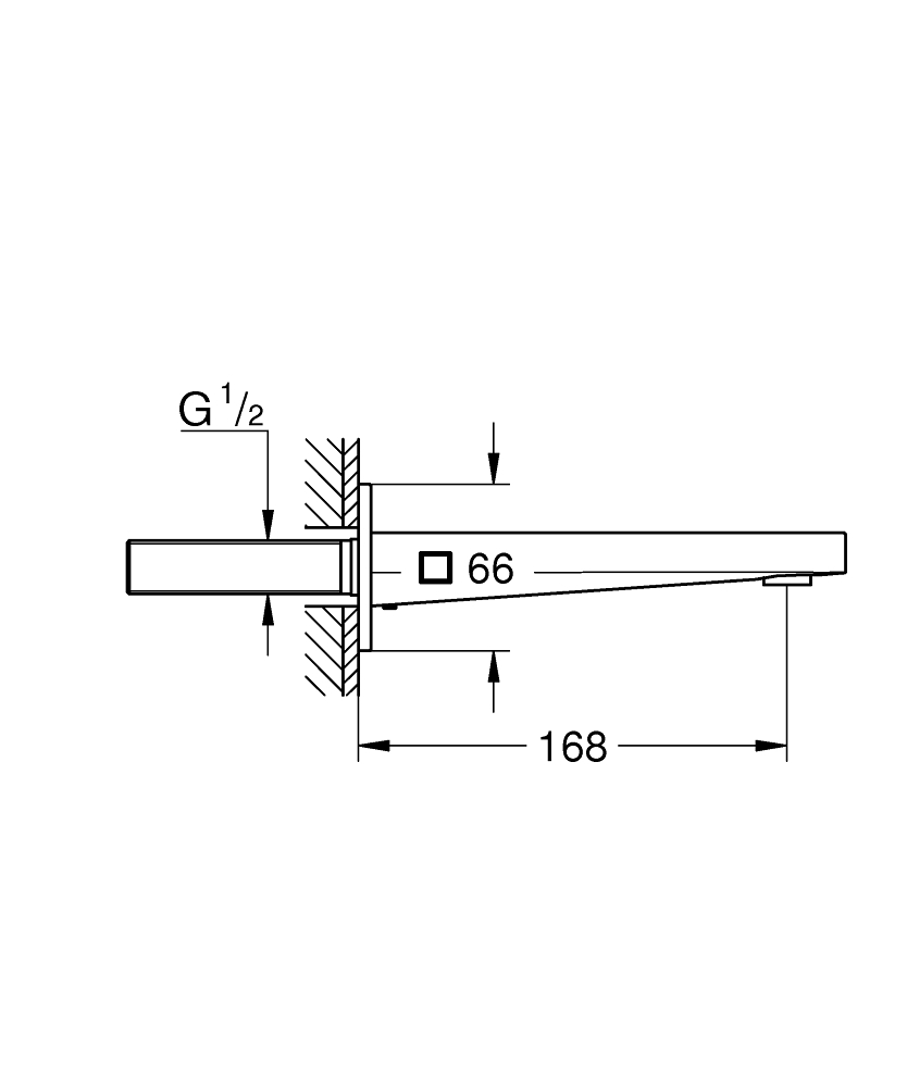 Pipa baterie cada Grohe Plus, sanitara, montaj pe perete, necesita corp instalare, lungime 168 mm, crom [3]