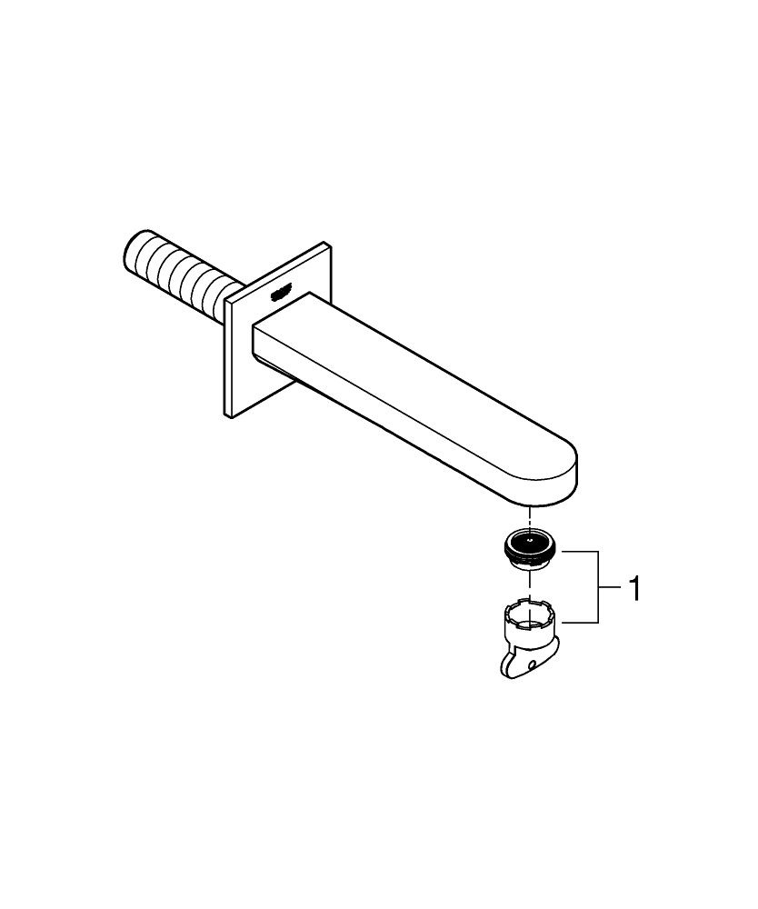 Pipa baterie cada Grohe Plus, sanitara, montaj pe perete, necesita corp instalare, lungime 168 mm, crom [2]
