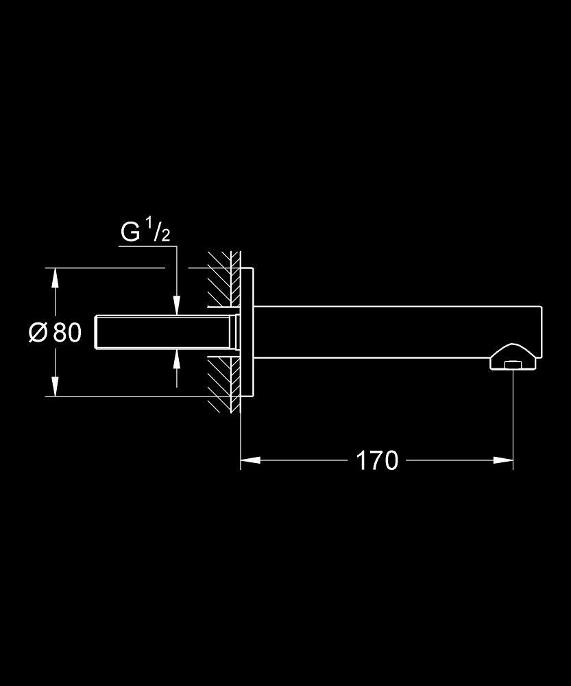 Pipa cada Grohe Concetto montare pe perete, proiectie 170 mm, filet mama 1/2", crom [3]