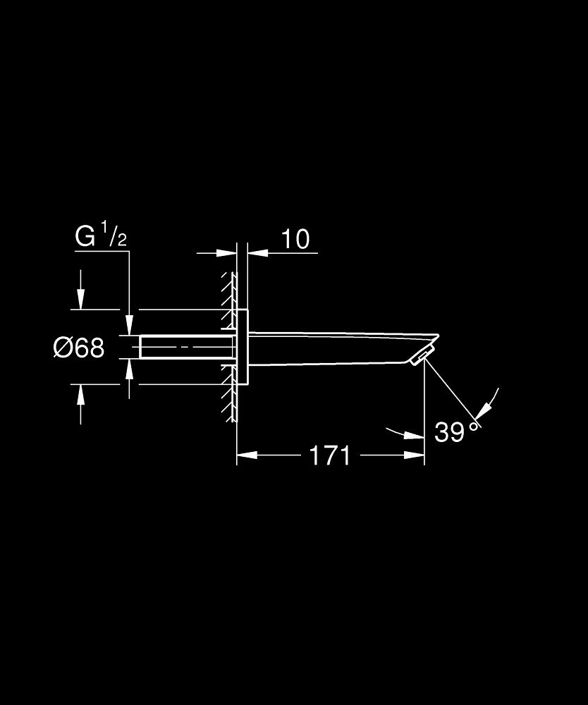 Pipa cada Grohe Eurosmart montare pe perete, proiectie 171 mm, presiune minima 1.0 bar, crom [7]