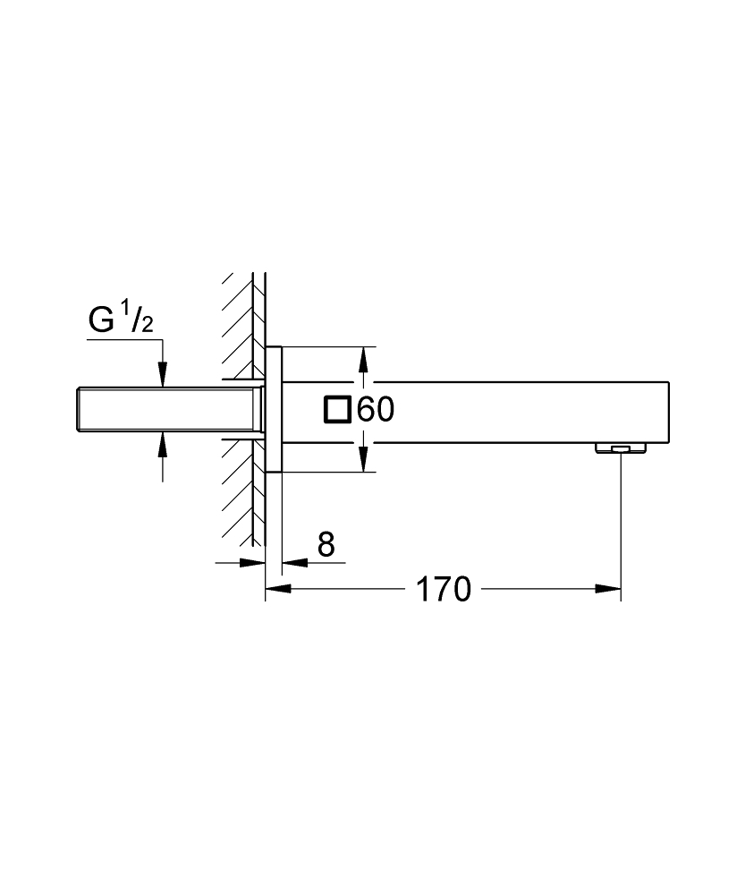 Pipa cada Grohe universal Cube, montare pe perete, aerator, proiectie 170 mm, presiune minima 1.0 bar, antracit mat [5]