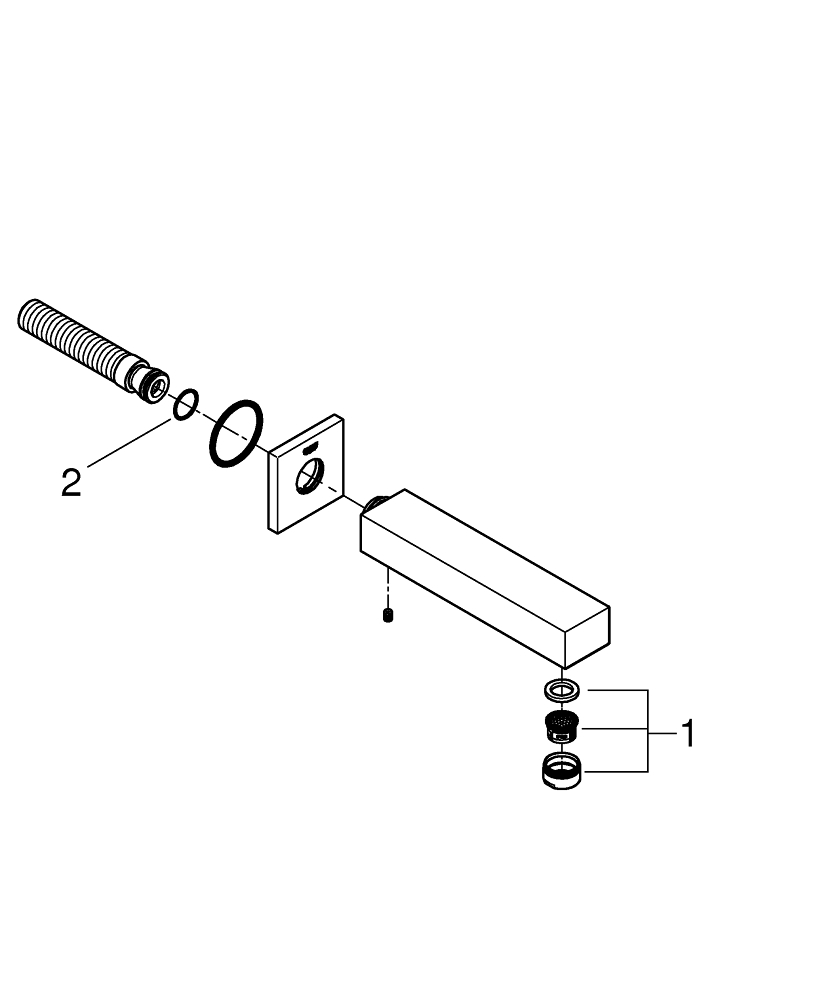 Pipa cada Grohe universal Cube, montare pe perete, aerator, proiectie 170 mm, presiune minima 1.0 bar, antracit mat [4]