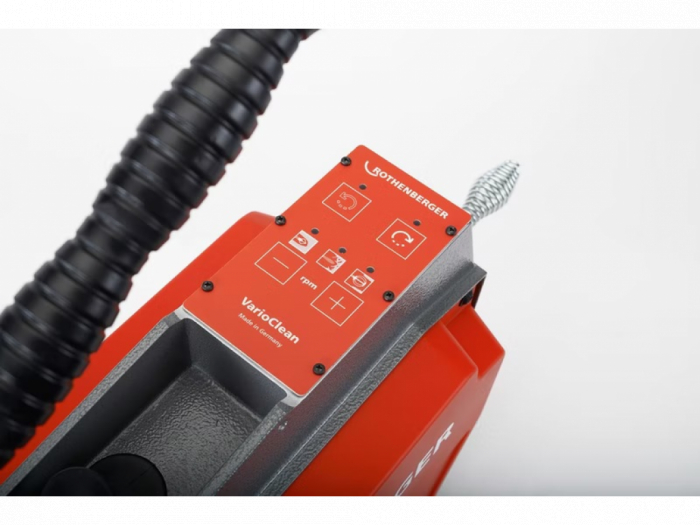 R600 Varioclean Rothenberger masina de desfundat tevi si canale, cu acumulatori, 18V, 8.0 Ah CAS, utilizare recomandata Ø 20–150 mm [3]