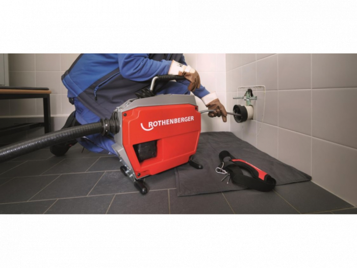 R600 Varioclean Rothenberger masina de desfundat tevi si canale, cu acumulatori, 18V, 8.0 Ah CAS, utilizare recomandata Ø 20–150 mm [6]