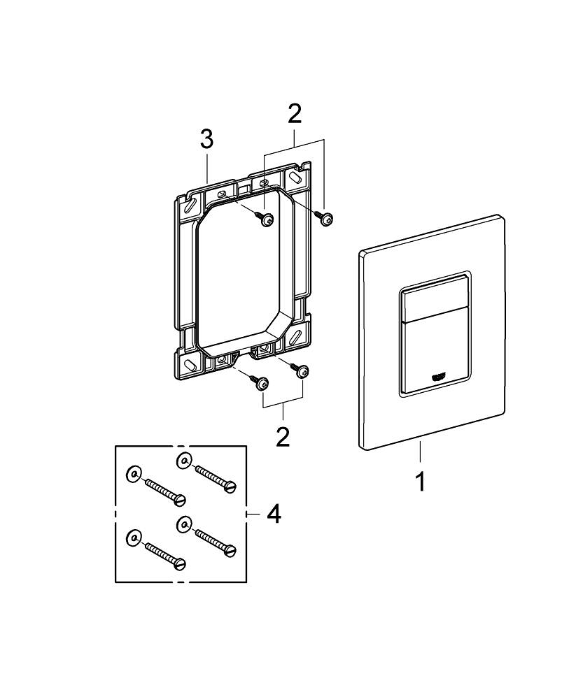 Placa de actionare Grohe even de perete placa, dubla spalare, reversibila, 156x197, verticala, suprafata anti-amprenta, negru [7]