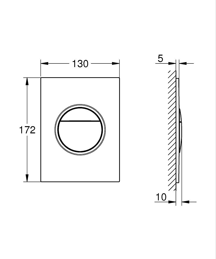 Placa de actionare Grohe Nova Cosmopolitan WC de perete placa marimea S, dubla comanda, instalare verticala, 130 x 172, negru [5]