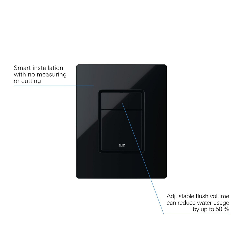Placa de actionare Grohe Skate Cosmopolitan de perete placa, dubla actionare, verticala sau orizontala, 156 x 197 mm, pt rezervoare Rapid SL si gd 2, negru lucios [9]