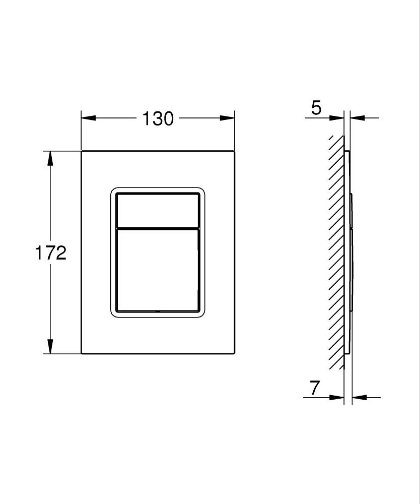 Placa de actionare Grohe Skate Cosmopolitan de perete placa marimea S, dubla actionare, 130 x 172 mm, verticala, antracit [2]