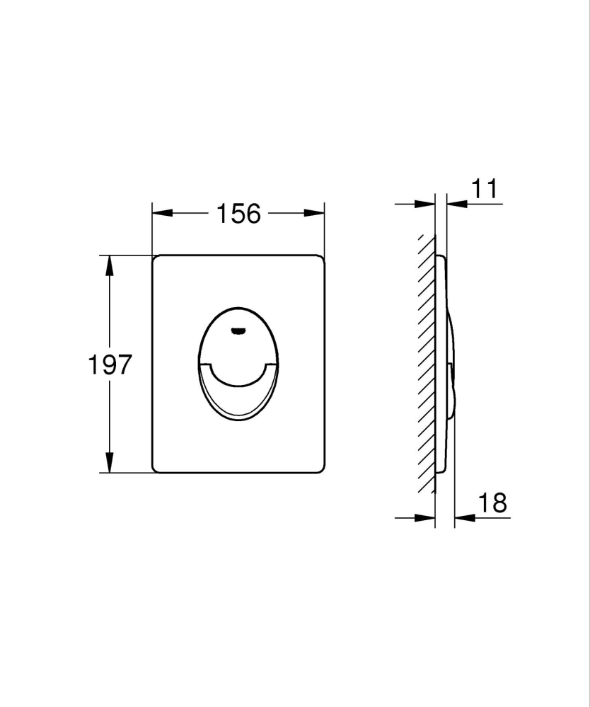 Placa de actionare Grohe Start de perete placa, dubla spalare, verticala, 197x156 mm, abs, negru [3]