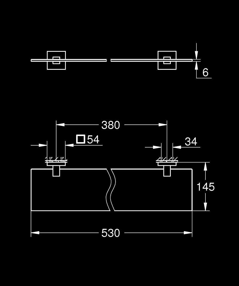 Polita oglinda Grohe Start Cube Shelf 530 mm, montare pe perete, fixare ascunsa, crom [3]