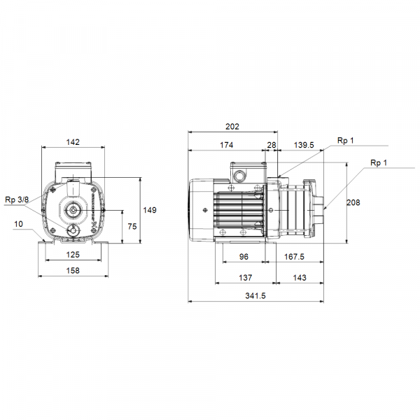 Pompa centrifuga multietajata, 0.5 Kw, 3.1 m³/h, 230V, inaltime de pompare 34.7 m, Grundfos CM 3-5 [2]