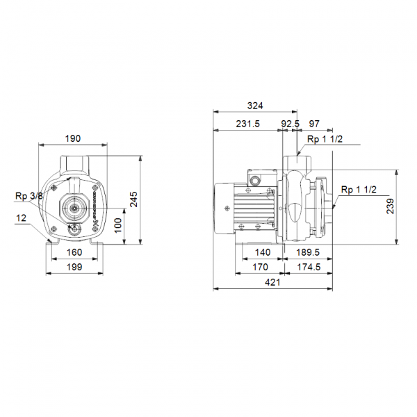 Pompa centrifuga multietajata, 1.3 Kw, 10 m³/h, 380V, inaltime de pompare 27.1 m, Grundfos CM 10-2 [2]