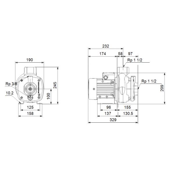 Pompa centrifuga multietajata, 0.65 Kw, 10 m³/h, 380V, inaltime de pompare 13.7 m, Grundfos CM 10-1 [2]