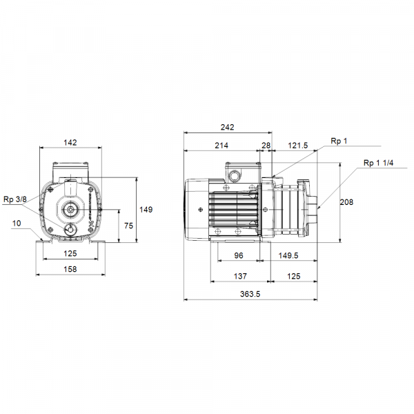 Pompa centrifuga multietajata, 0.67 Kw, 4.7 m³/h, 230V, inaltime de pompare 30.7 m, Grundfos CM 5-4 [2]