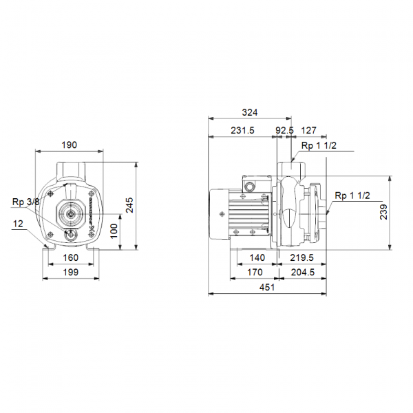 Pompa centrifuga multietajata, 1.9 Kw, 10 m³/h, 230V, inaltime de pompare 40.5 m, Grundfos CM 10-3 [2]