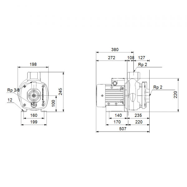 Pompa centrifuga multietajata, 4 Kw, 17 m³/h, 380V, inaltime de pompare 44.6 m, Grundfos CM 15-3 [2]
