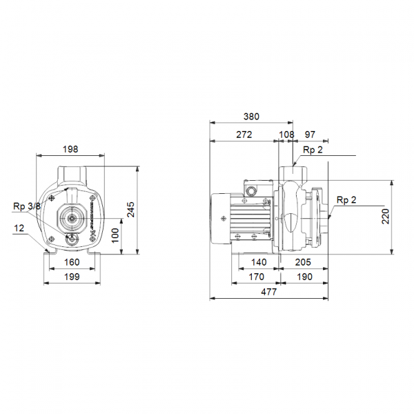 Pompa centrifuga multietajata, 4 Kw, 22 m³/h, 380V, inaltime de pompare 32.6 m, Grundfos CM 25-2 [2]