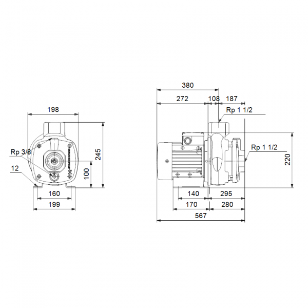Pompa centrifuga multietajata, 3.2 Kw, 10 m³/h, 380V, inaltime de pompare 67.4 m, Grundfos CM 10-5 [2]