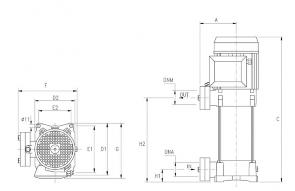 Pompa centrifuga verticala, multietajata, 3.31 Kw, 113.2 mCA, 400V, Foras P 7V-450/9 T [2]
