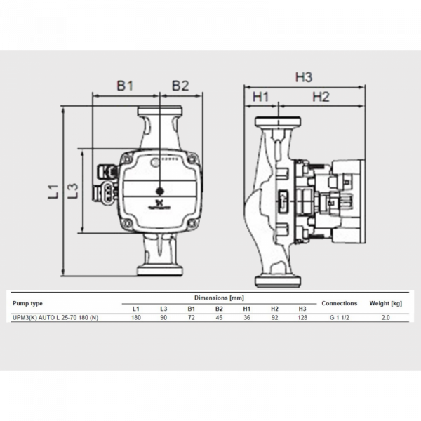 Pompa de circulatie, 52 W, 5 m³/h, 130 mm., Grundfos UPM 3 AUTO L 25-70 [3]