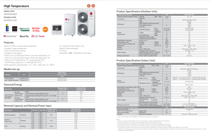 Pompa de caldura aer-apa split, 16 kw, monofazat, cu Unitate interioara HN1610H.NK3, LG Therma V R410A/R134a HIGH Temperature [3]