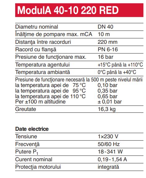 Pompa de circulatie electronica de inalta eficienta pentru instalatii de incalzire, Biral model ModulA 40-10 220 RED, echipata cu izolatie [3]