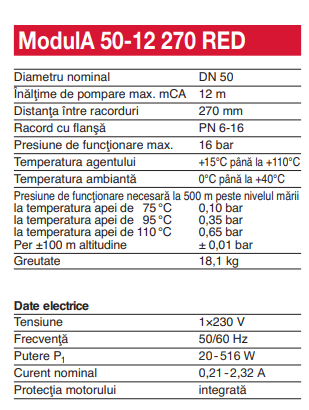 Pompa de circulatie electronica de inalta eficienta pentru instalatii de incalzire, Biral model ModulA 50-12 270 RED, echipata cu izolatie [4]