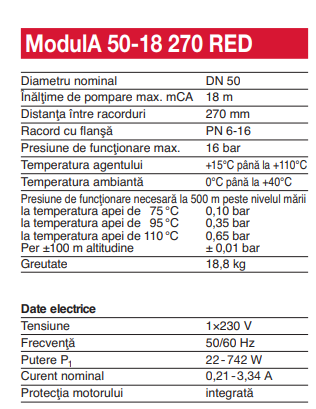 Pompa de circulatie electronica de inalta eficienta pentru instalatii de incalzire, Biral model ModulA 50-18 270 RED, echipata cu izolatie [4]